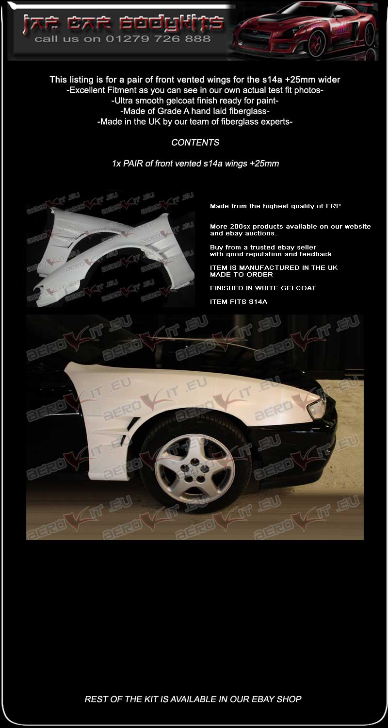 YOU ARE BIDDING ON A NISSAN S14A VX WIDE VENTED WINGS MADE FROM FIBRE GLASS